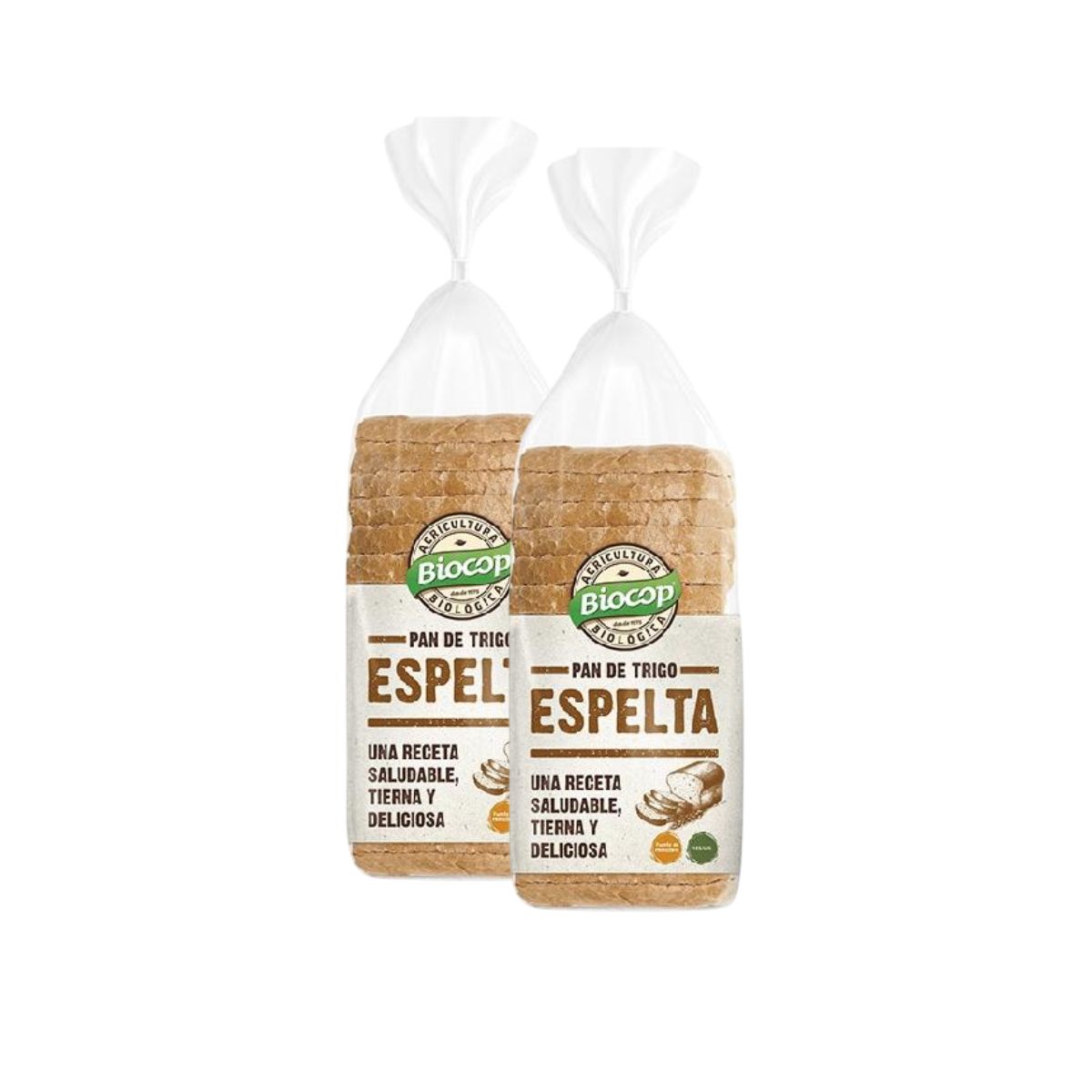 Embalagem de 2 pães macios de espelta branca Biocop 400 g