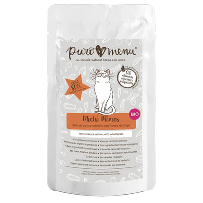 Comida húmida Barf para gatos Michi Pampers BIO (Peru e slamón) Puromenu 100 g
