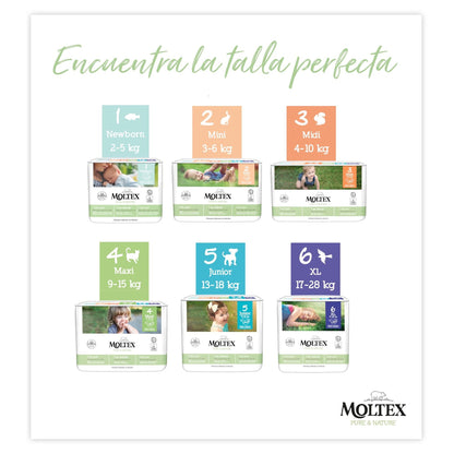 Fraldas T3 (4-10 kg) Moltex Pure &amp; Nature, 56 unidades