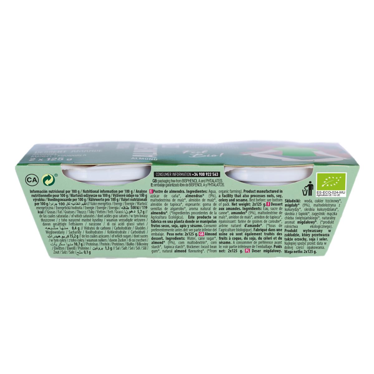 Sobremesa de Baunilha e Amêndoa NaturGreen, 2 x 125 g