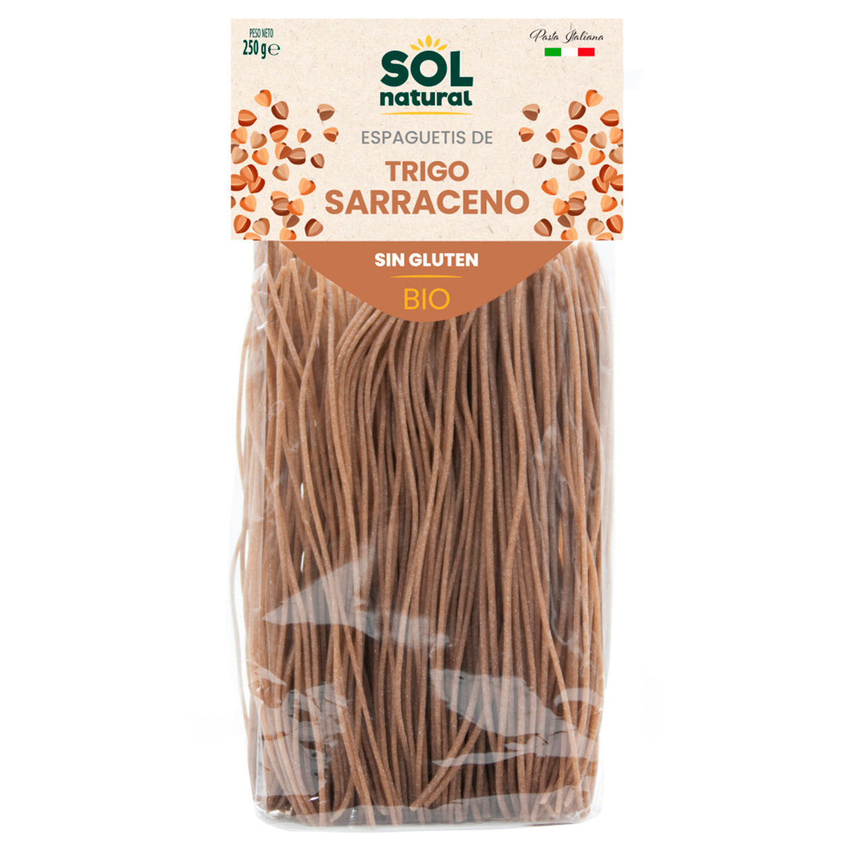 Esparguete de trigo sarraceno biológico sem glúten Sol Natural 250g