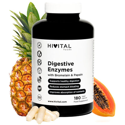 Enzimas digestivas 180 cápsulas vegan Hivital