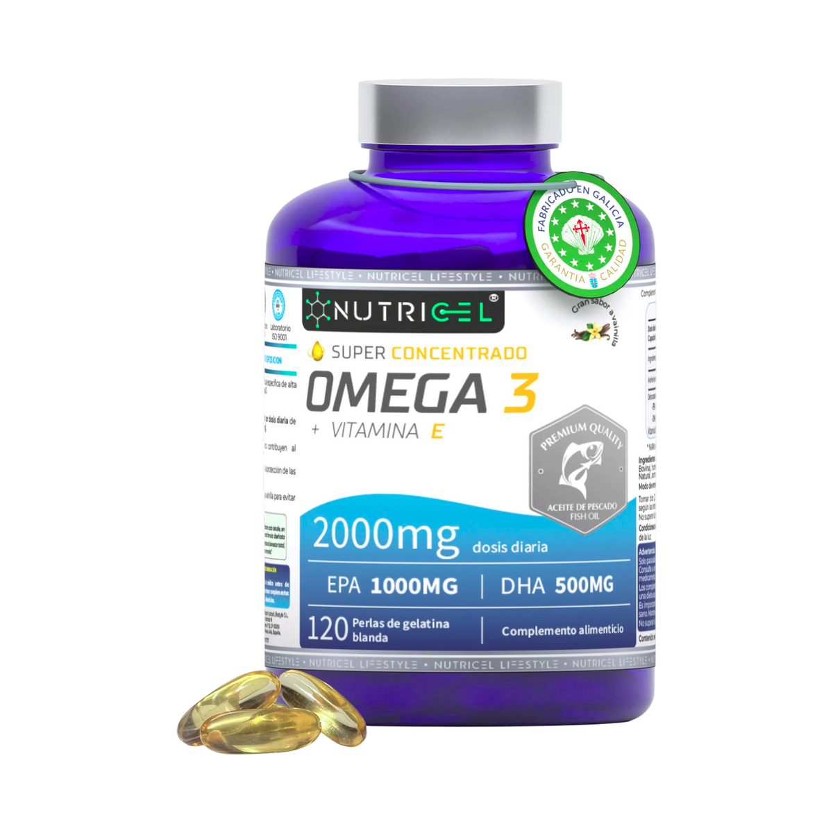 Omega 3 Superconcentrado 2000mg EPA 1000 / DHA 500 Nutricel 120 perlas