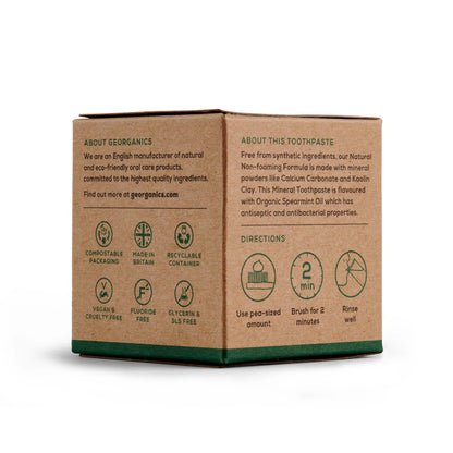 Pasta de dentes natural de hortelã-pimenta e coco Georganics 60 ml