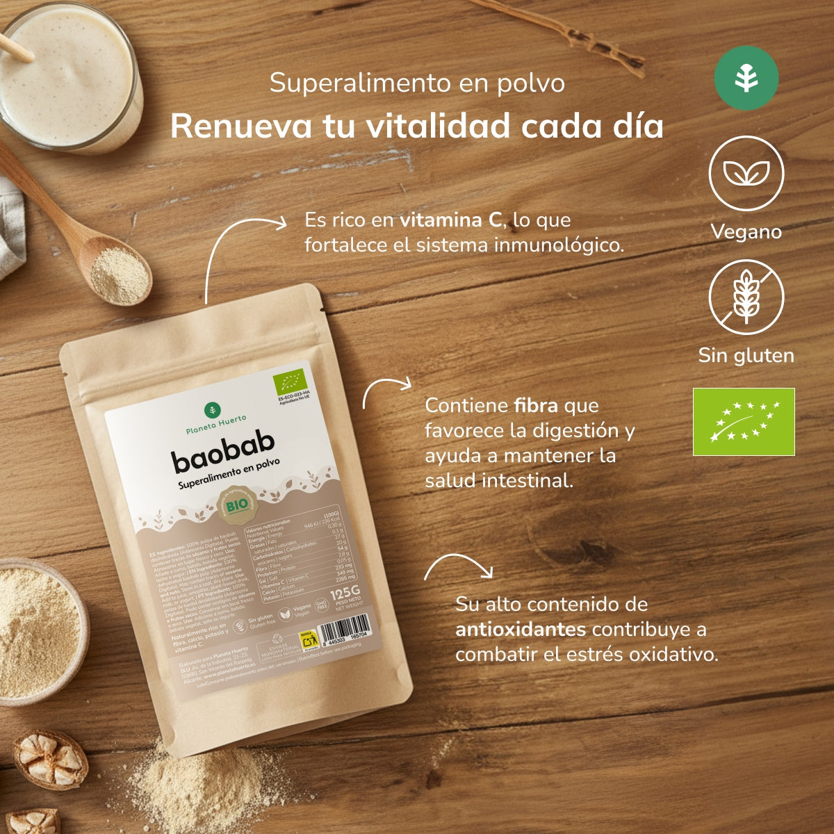 Baobá em pó Eco Planeta Huerto 125 gr