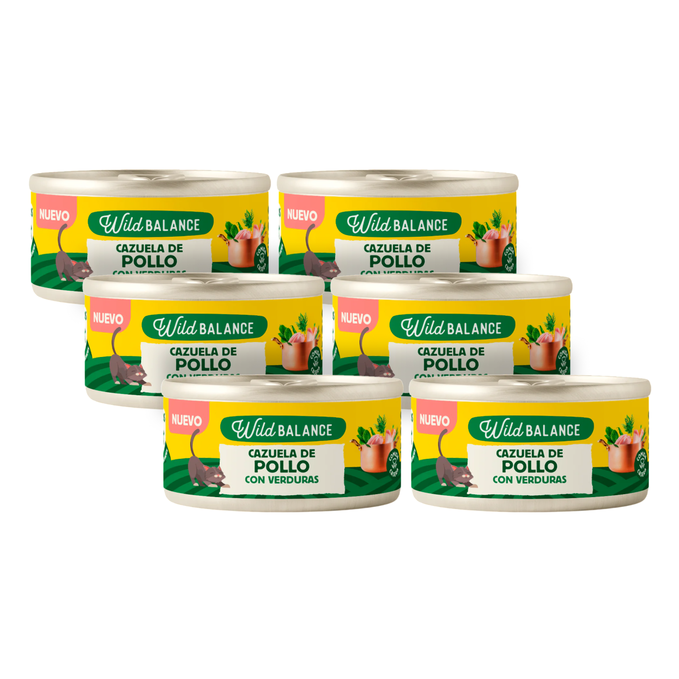 Pack Cazuela de pollo para gatos 6 x 80 g Wild Balance