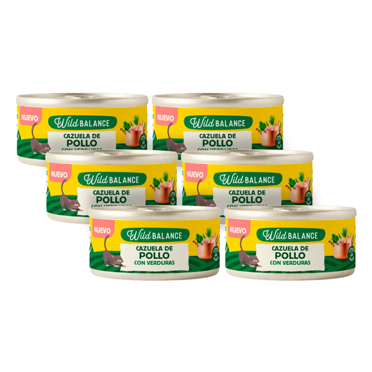 Pack Cazuela de pollo para gatos 6 x 80 g Wild Balance