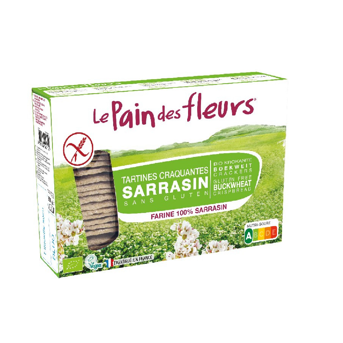 Embalagem 2x Tostas Crocantes de Trigo Sarraceno sem glúten Le Pain de Fleurs 300 g