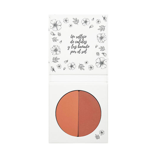 Blush Duo 01 Costa Cálida, Acabamento Suave e Luminoso com Creme de Karité Orgânico, NaturaBio Cosmetics, 2x4g