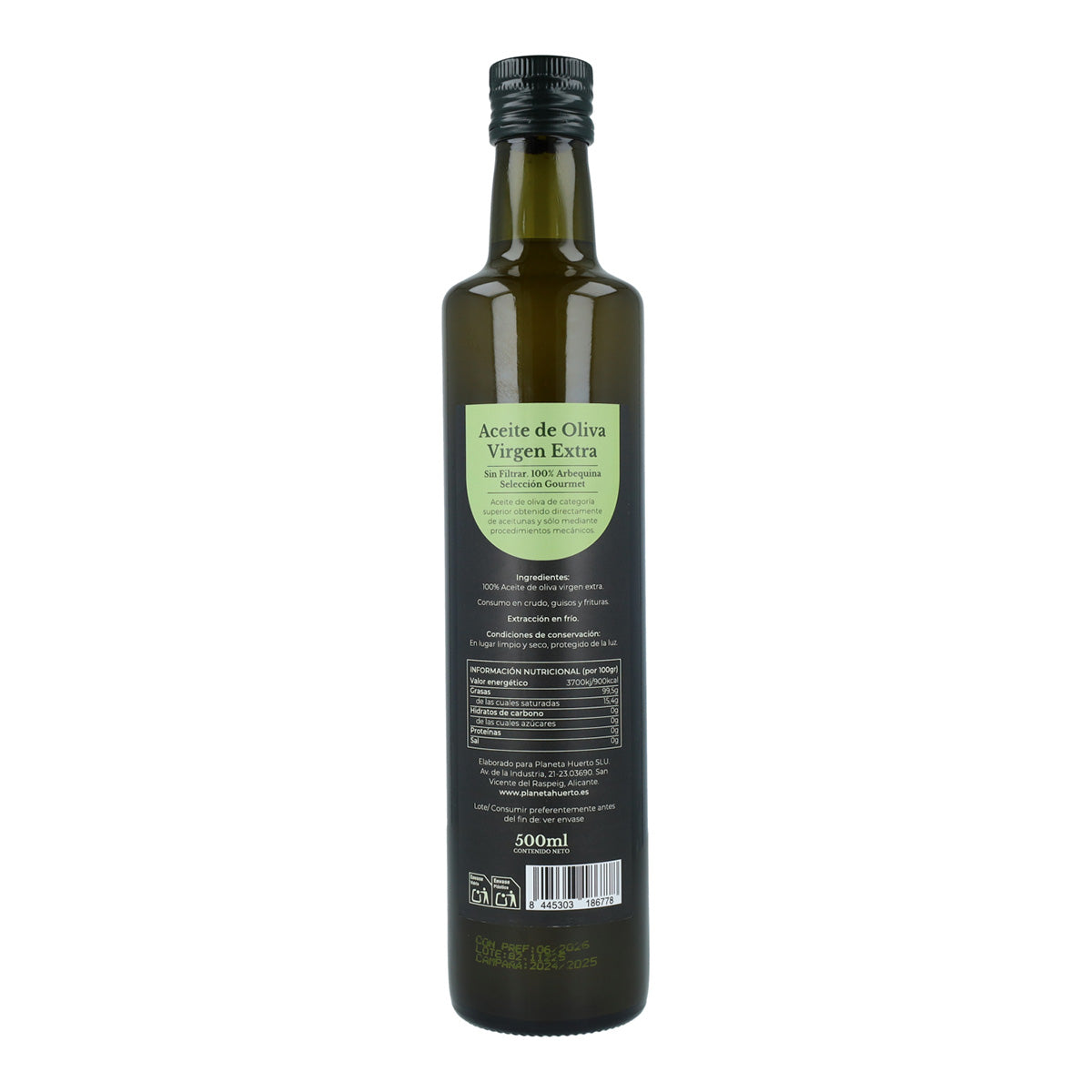 Azeite Virgem Verde Extra Colheita Precoce Planeta Huerto Não Filtrado 500 mL