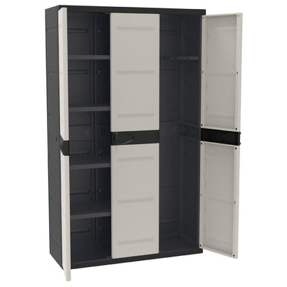 Roupeiro 3 portas com armário para vassouras 105 cm Titânio Plastiken Preto