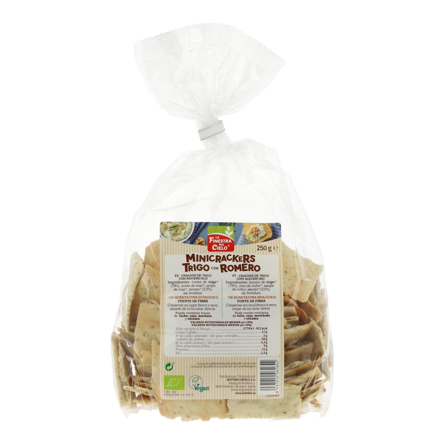 Mini Bolachas de Trigo com Alecrim La Finestra Sul Cielo 250 g