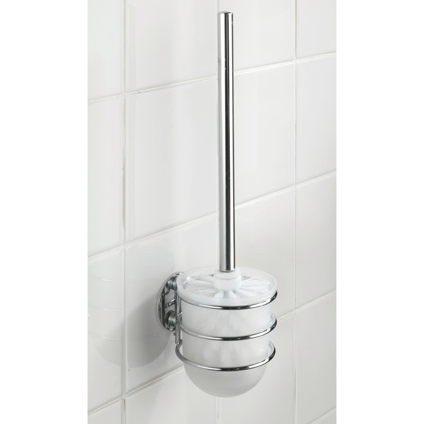 Suporte para escova de sanita de parede Wenko Turbo Loc, aço inoxidável, fixação sem perfuração