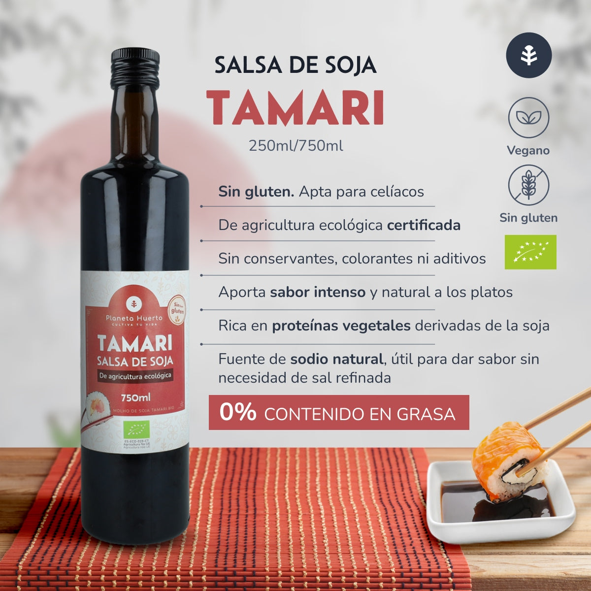 Molho de Soja Tamari ECO Planeta Huerto 750 ml