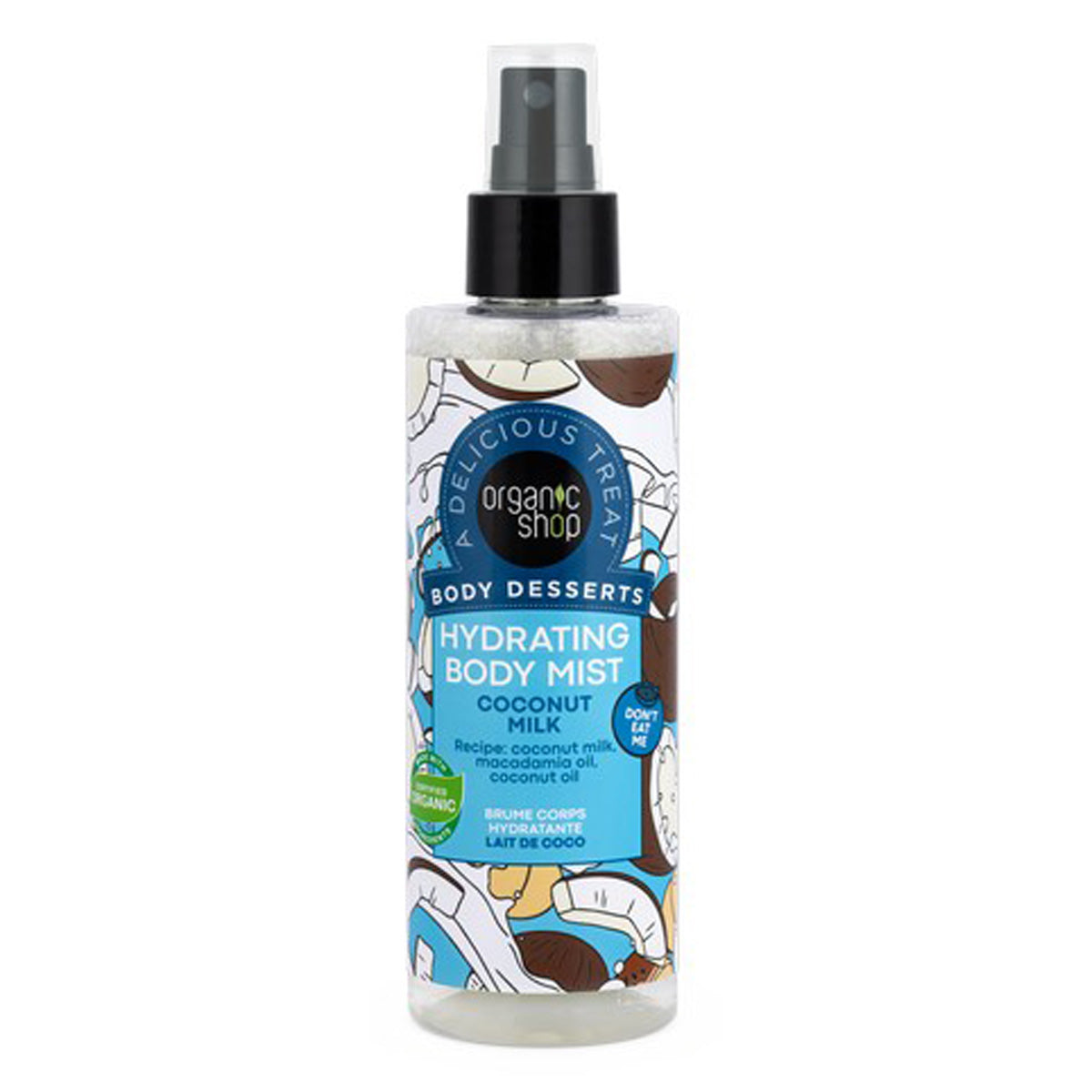 Bruma Corporal Hidratante de Leite de Coco, Organic Shop, 200 ml
