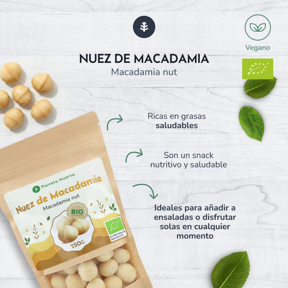 Nozes de Macadâmia Biológicas Planeta Huerto 250 g