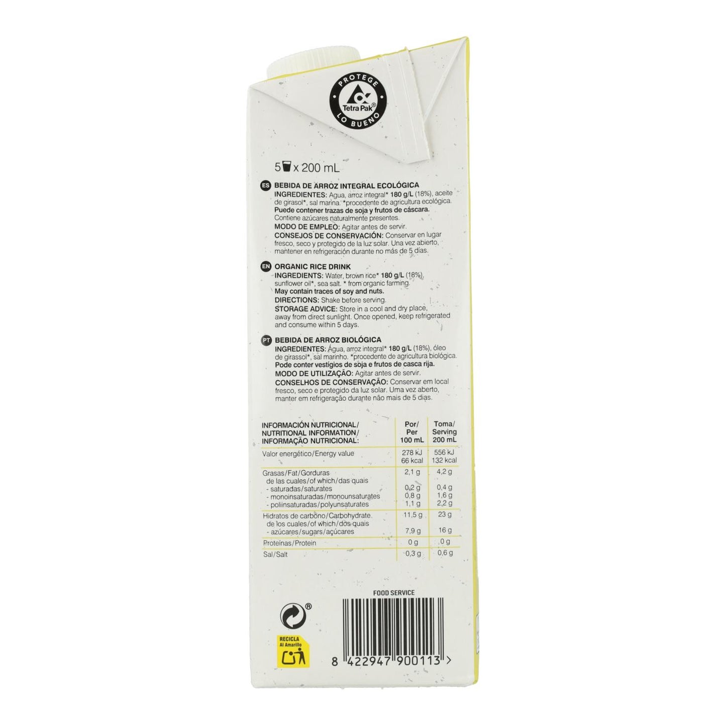 Soria Bebida de Arroz Integral Natural 1 L
