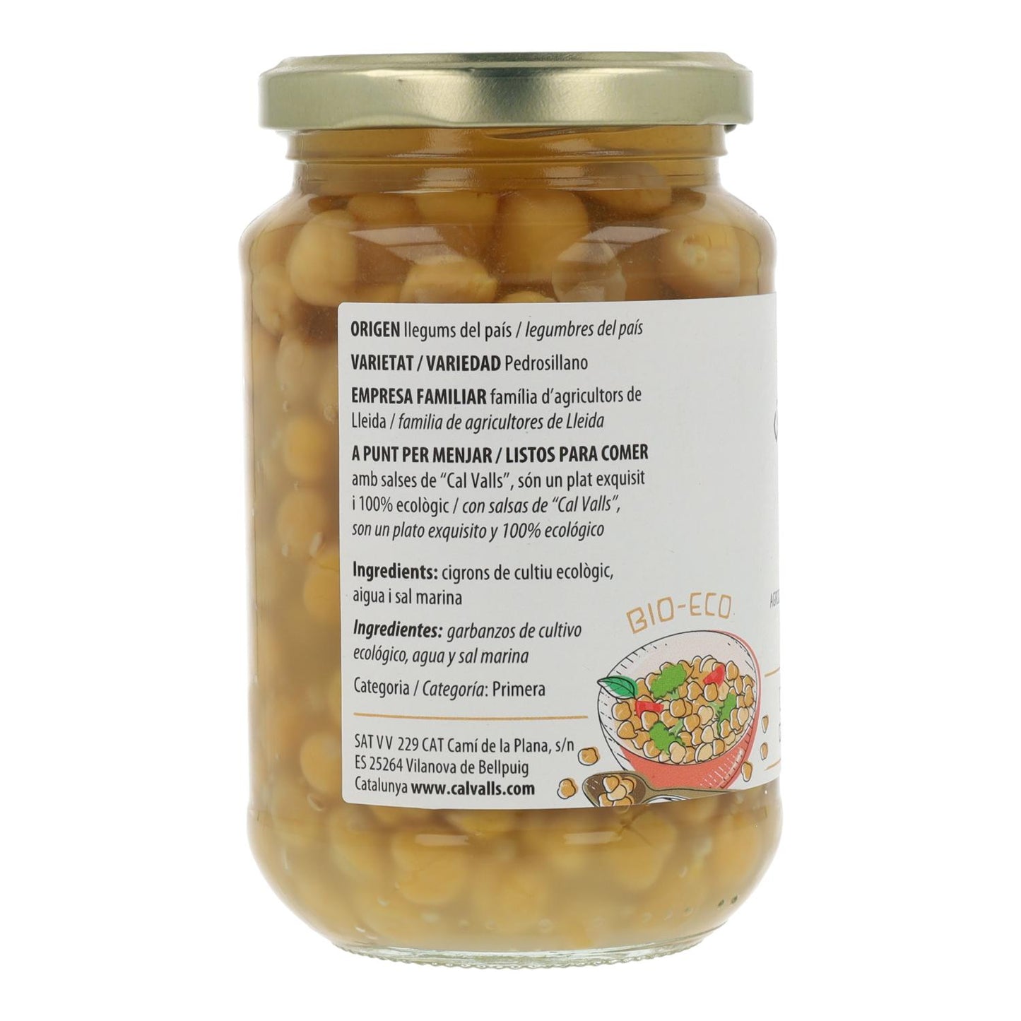 Grão de bico cozido biológico Cal Valls 450 g