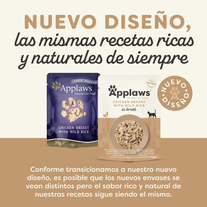 Ração húmida para gatos Frango com arroz selvagem 70g Applaws Cat