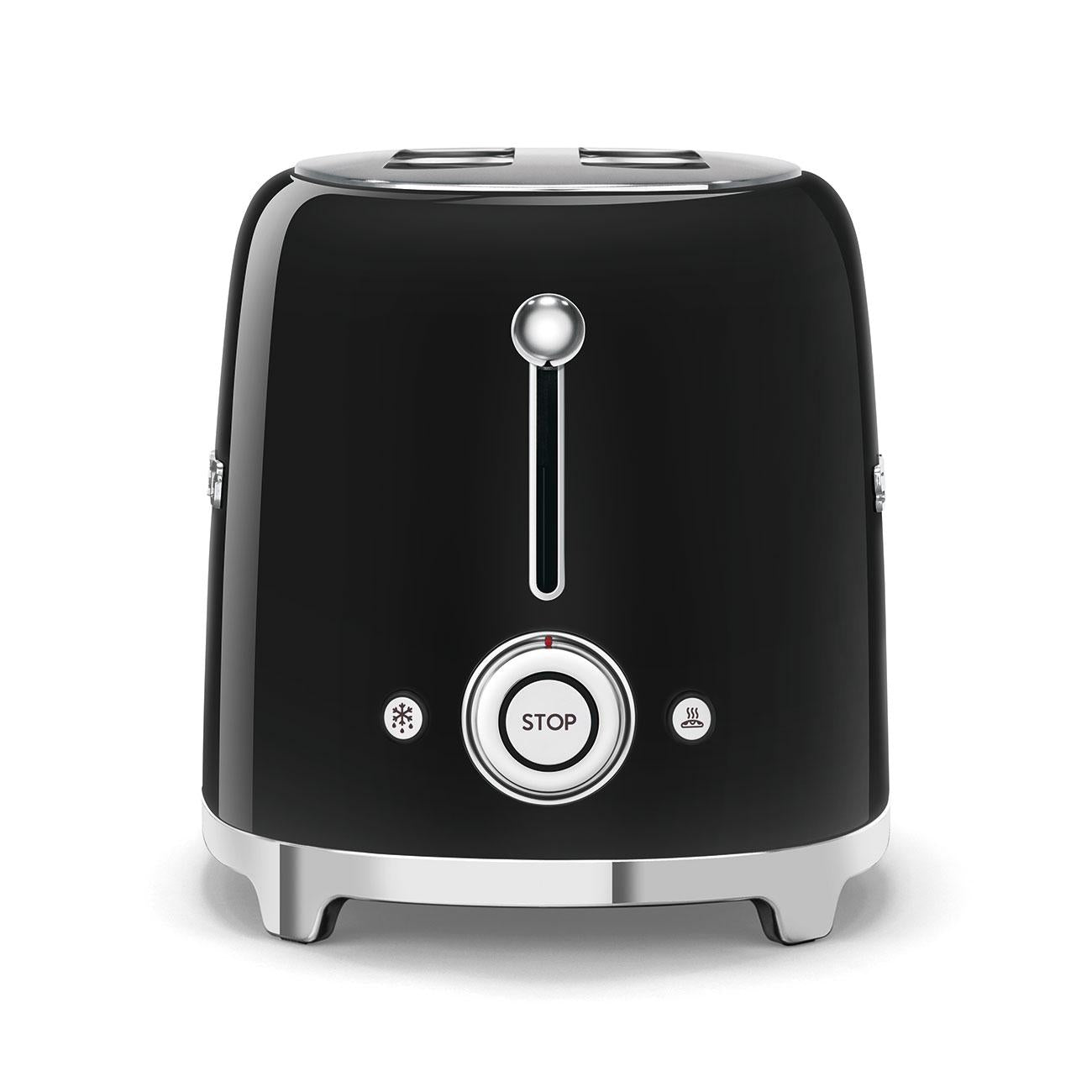 Torradeira SMEG com 2 compartimentos, estilo anos 50, preta mate