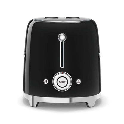 Torradeira SMEG com 2 compartimentos, estilo anos 50, preta mate
