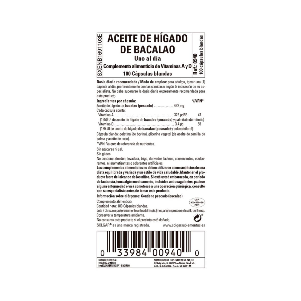 Óleo de Fígado de Bacalhau 250 cápsulas
