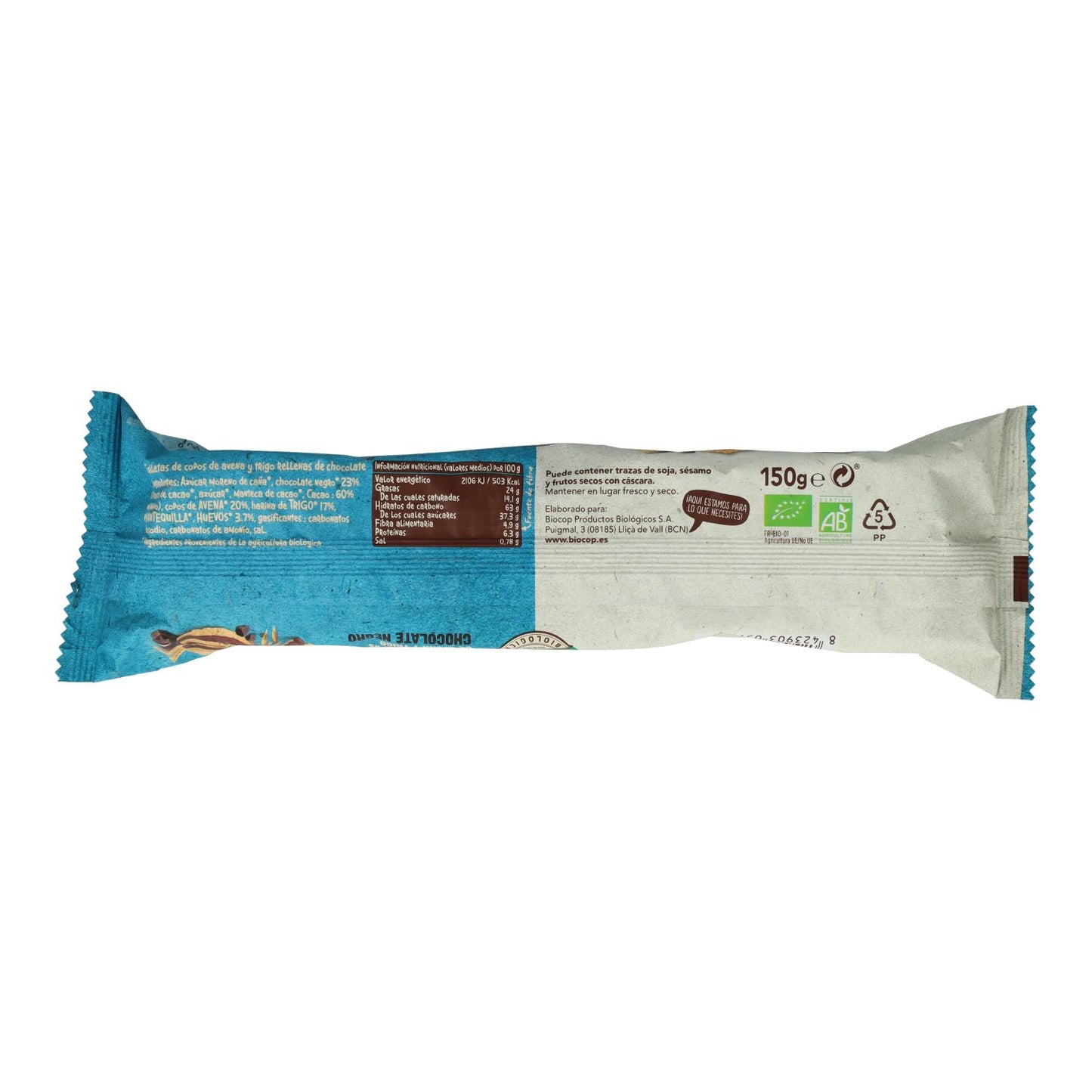 Bolachas de aveia recheadas com chocolate negro Biocop 150g