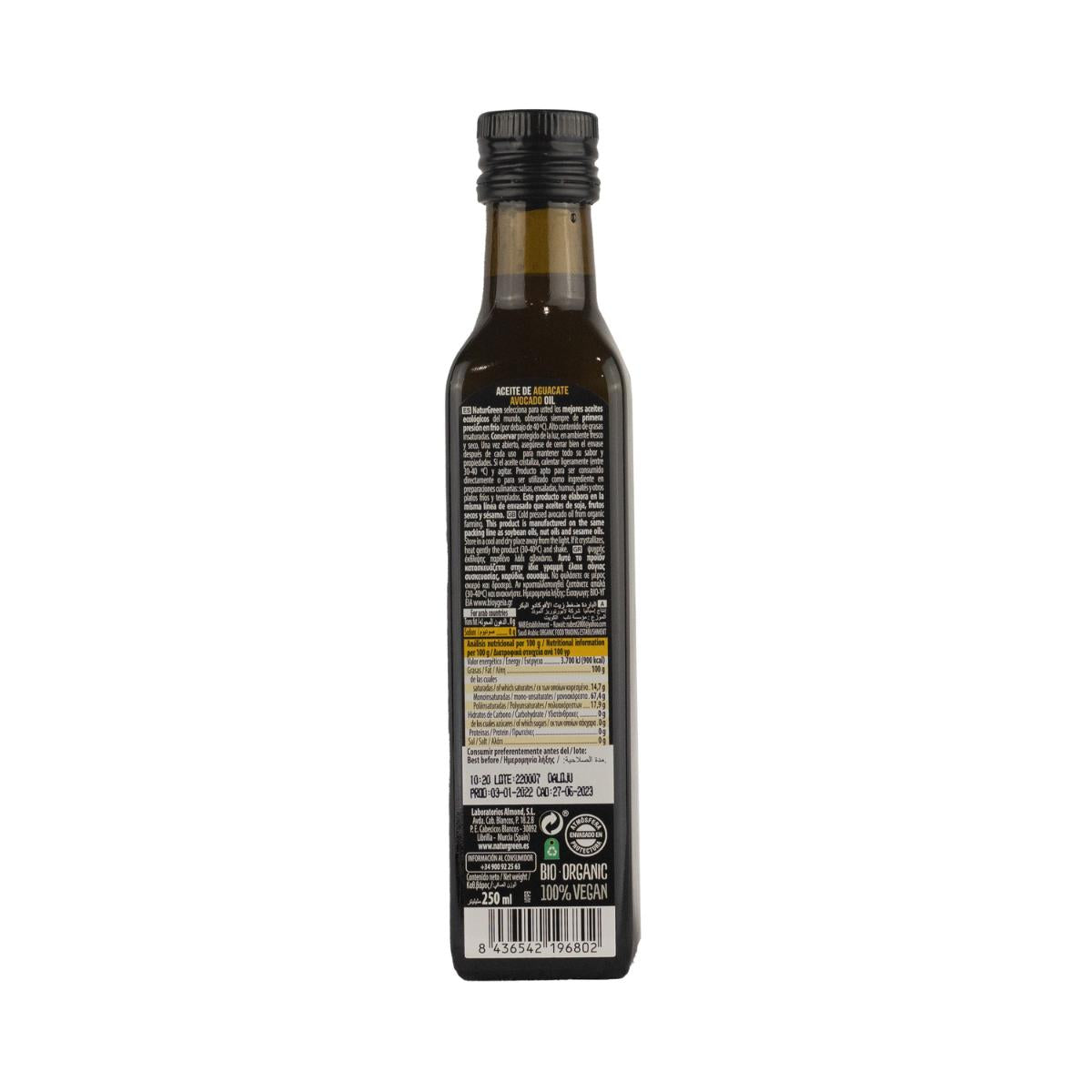Óleo de Abacate Biológico NaturGreen 250 ml