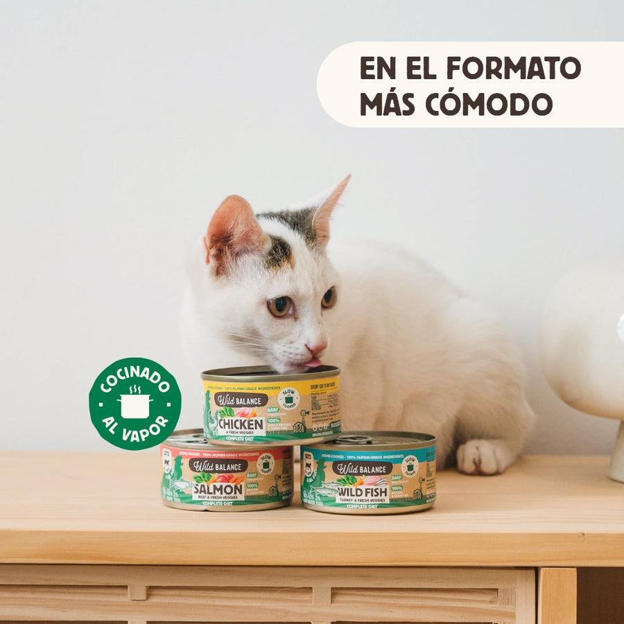 Pacote de latas de frango BARF para gatos 6 x 120 g Wild Balance