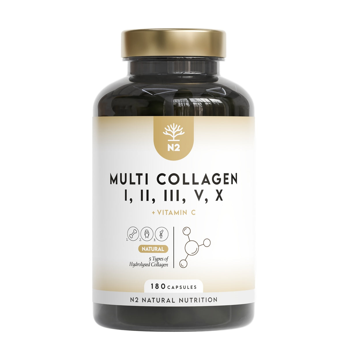 Multi Colágeno 5 tipos 60 días Articulaciones N2 Natural Nutrition 180 cápsulas