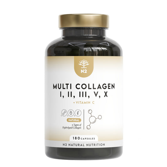 Multi Colágeno 5 tipos 60 días Articulaciones N2 Natural Nutrition 180 cápsulas