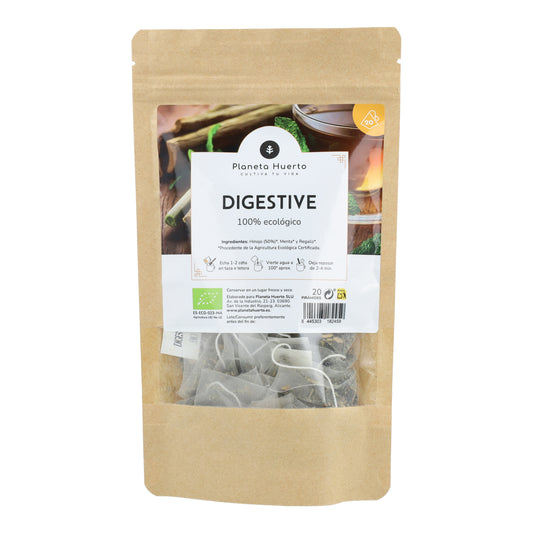 Infusão Digestiva ECO Funcho, Hortelã e Alcaçuz Planeta Huerto 20 pirâmides