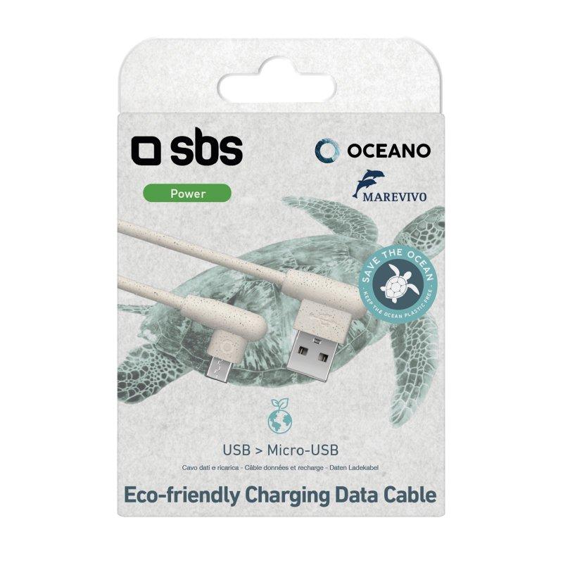Cabo Micro USB ecológico feito de 35% de materiais SBS biodegradáveis ​​Branco