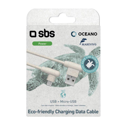 Cabo Micro USB ecológico feito de 35% de materiais SBS biodegradáveis ​​Branco