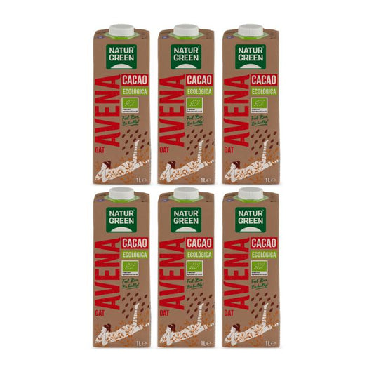 Embalagem de 6 x Bebida de Aveia com Chocolate NaturGreen 1 L