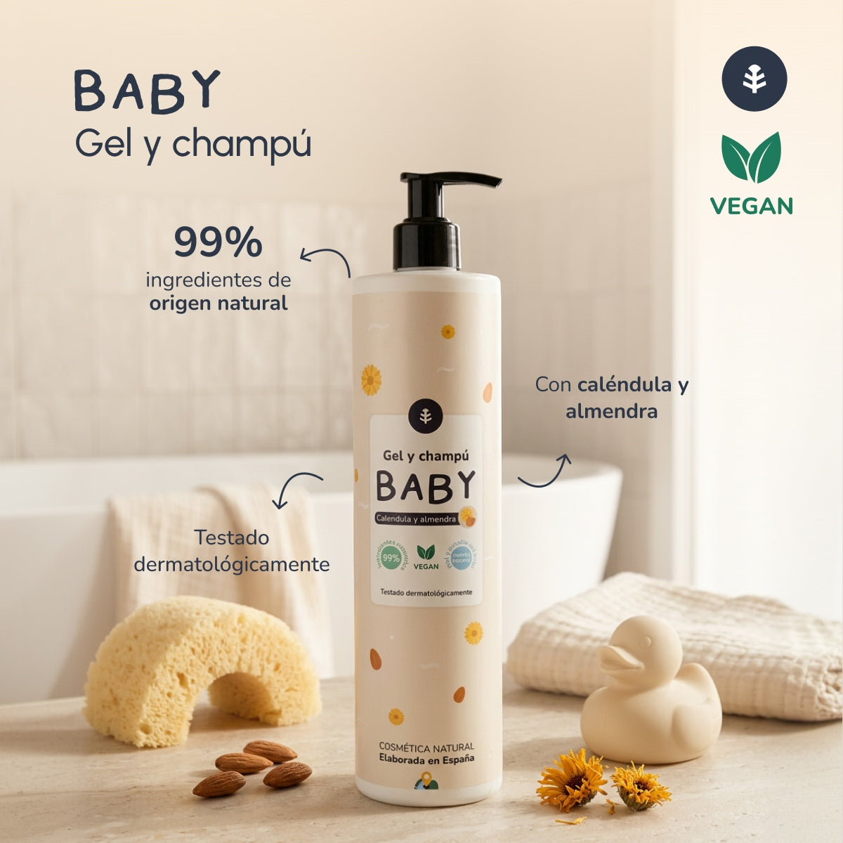 Planeta Huerto Gel e Champô Infantil Calêndula e Amêndoa 500 ml