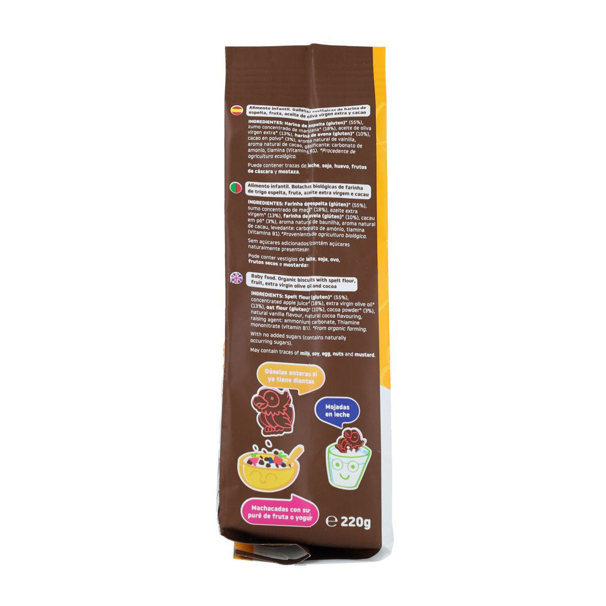 Biscoito Biológico de Espelta, Aveia e Cacau Smileat 220g
