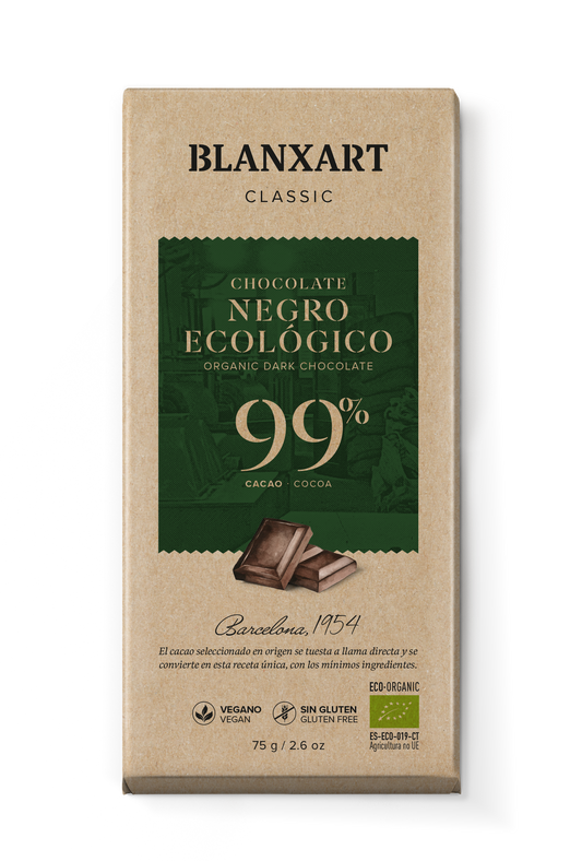 Chocolate Negro 99% Vegano Sin gluten ECO Blanxart 75 g