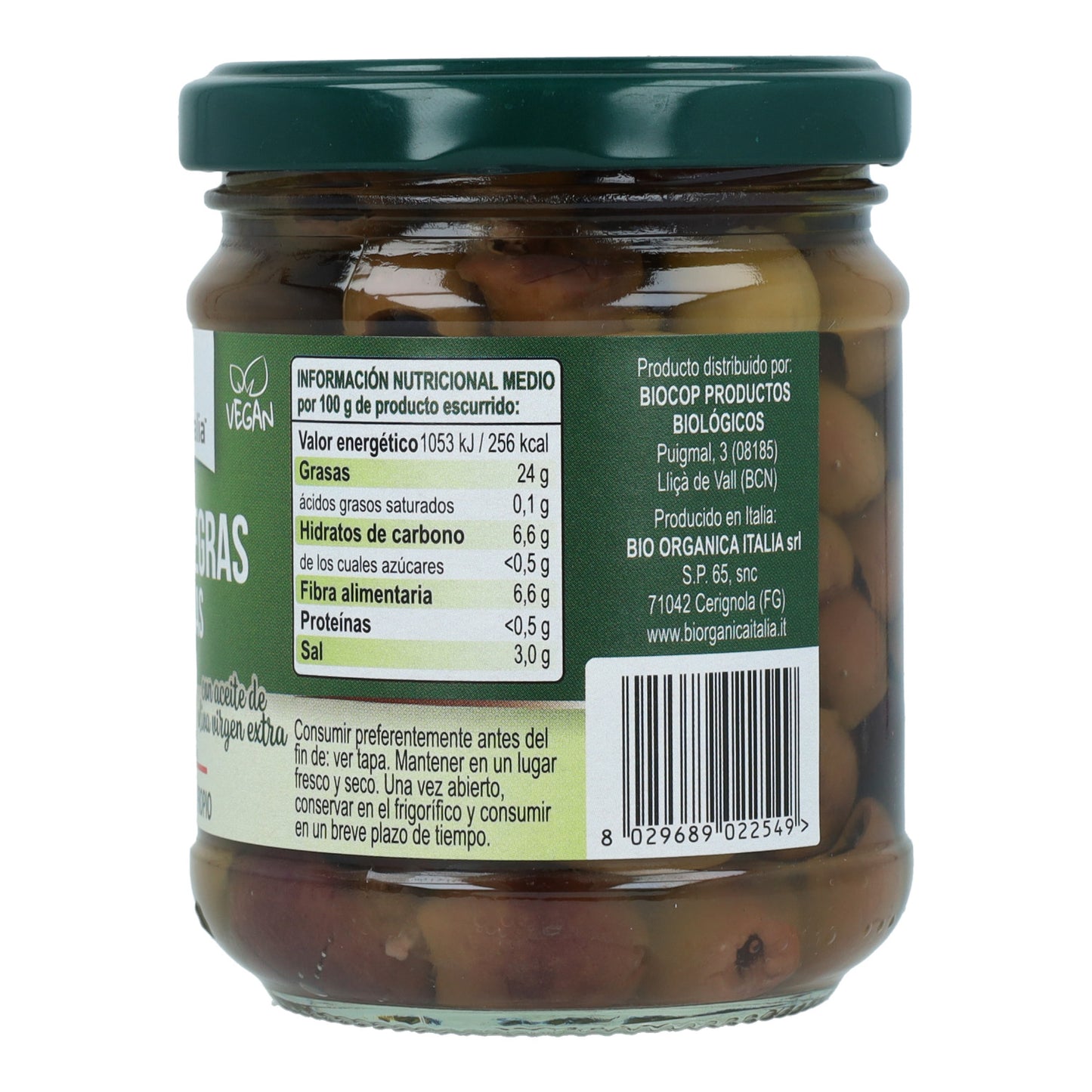 Azeitonas pretas sem caroço Bio Organica Itália 190 gr
