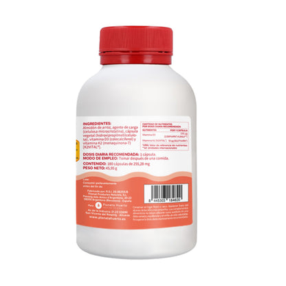 Vitamina D3 e K2 Mk7 Planeta Huerto 180 Cápsulas
