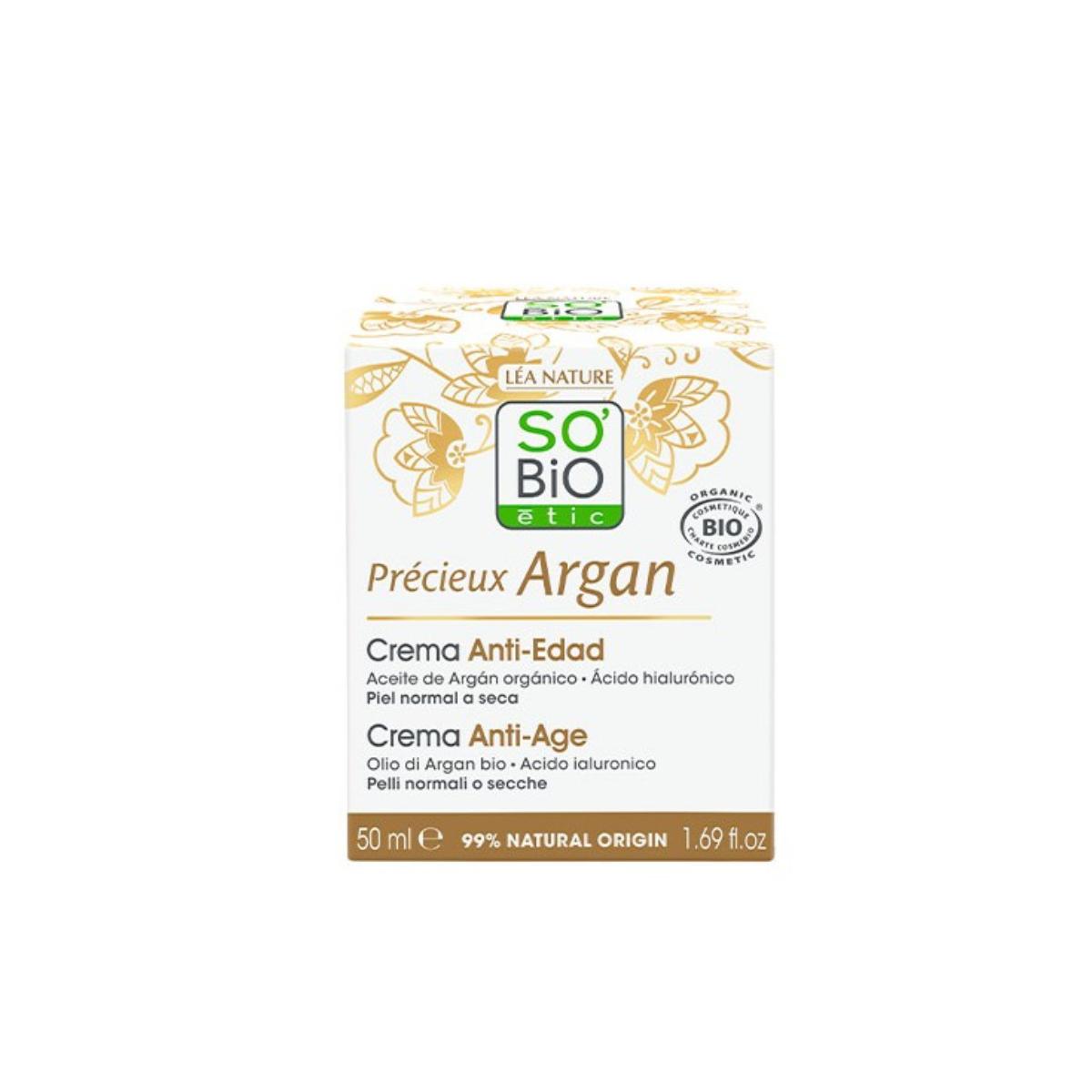 So'Bio etic creme de dia anti-envelhecimento com ácido hialurónico e argão BIO 50 ml