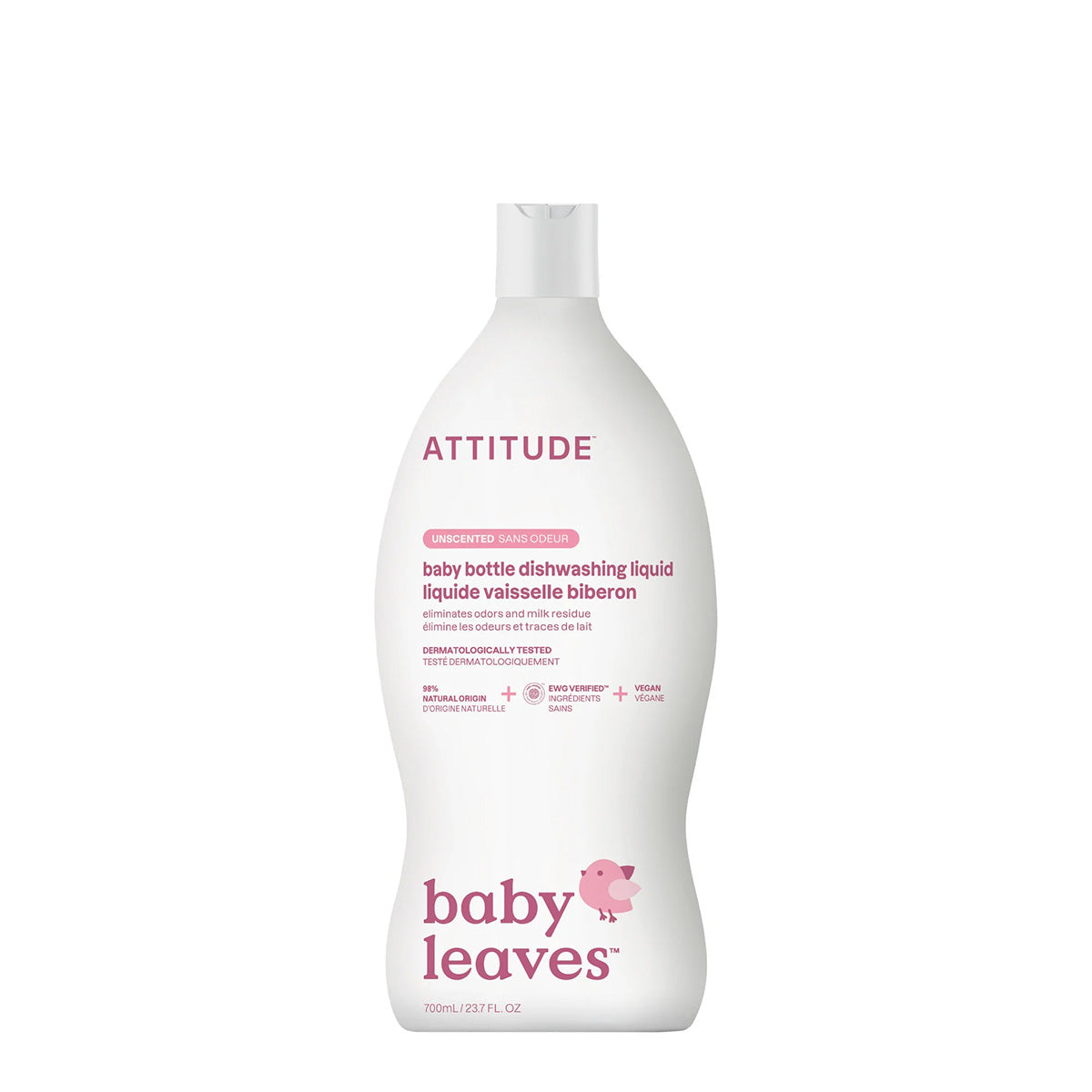 Detergente líquido para lavar louça e produto de limpeza de garrafas sem perfume Attitude, 700 ml