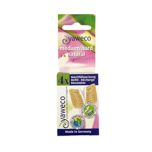 Pacote de substituição para escova de dentes média Yaweco Nature com 4 unidades