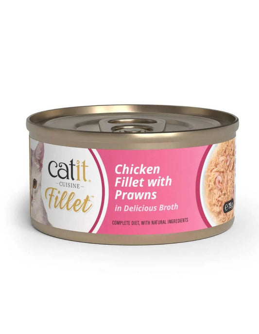 Comida húmeda para gatos Fillet pollo con gambas en caldo Cuisine 75 g Catit