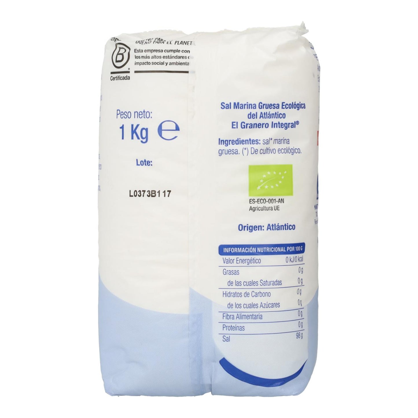Sal marinho grosso biológico El Granero, 1 kg