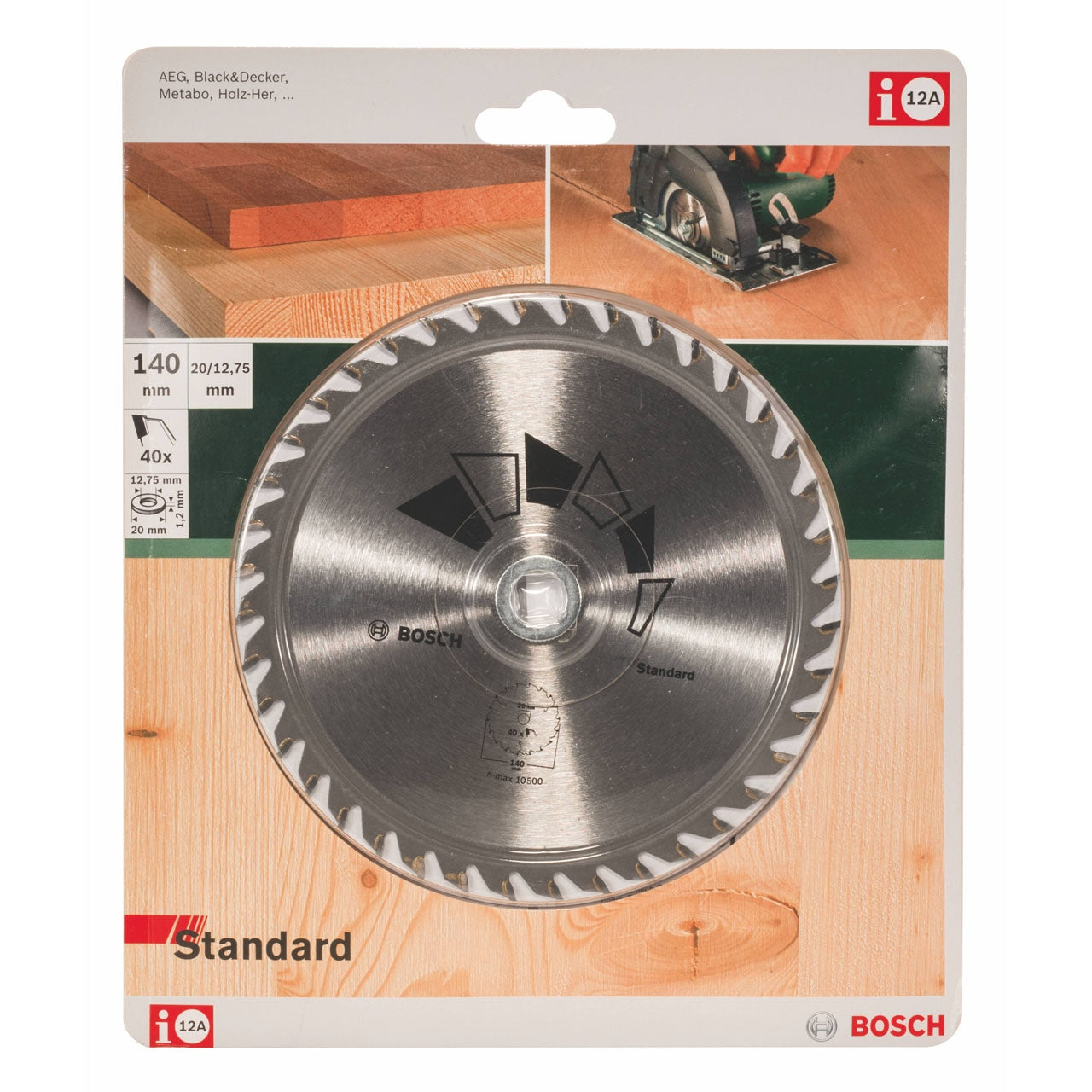 Lâmina de serra circular padrão Bosch 140 x 20/12,7 mm 40 dentes