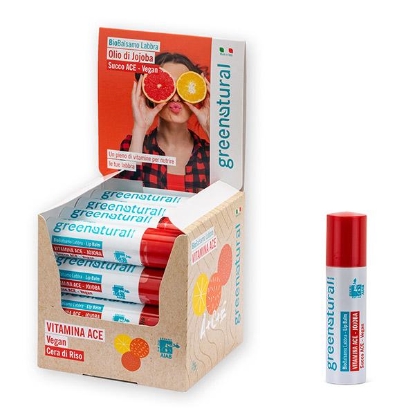 Batom protetor labial com vitaminas A, C e E Greenatural