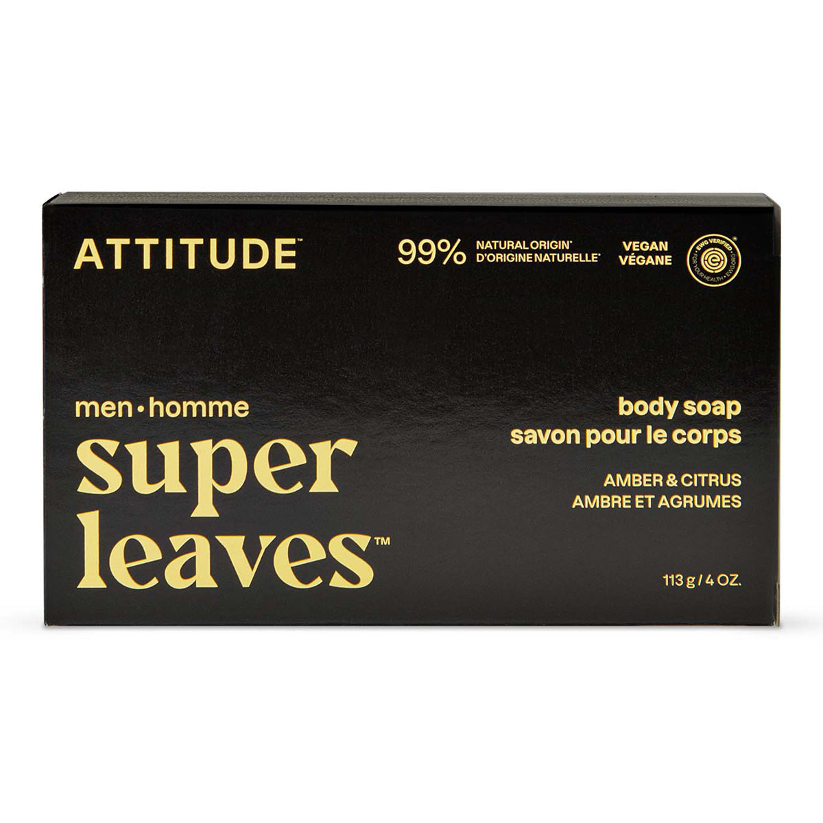 Sabonete Corporal Sólido Super Leaves Men Âmbar e Cítrico 113 g