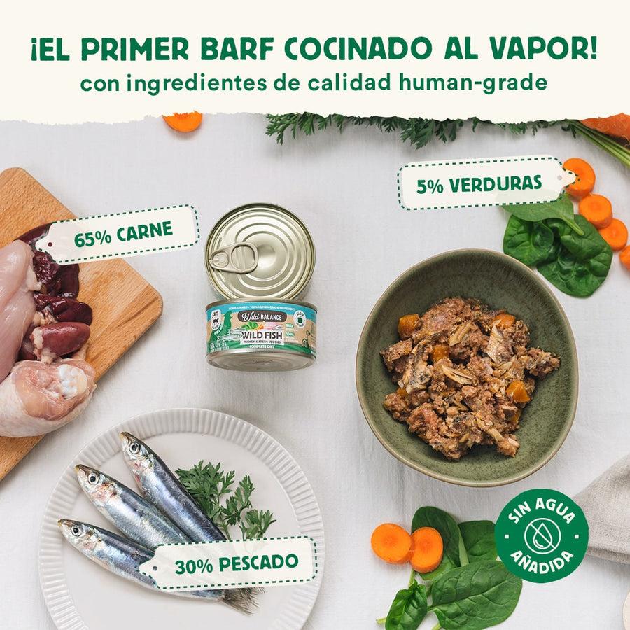 Pack Lata de Pescado y Pavo BARF para gatos 6 x 120 g Wild Balance