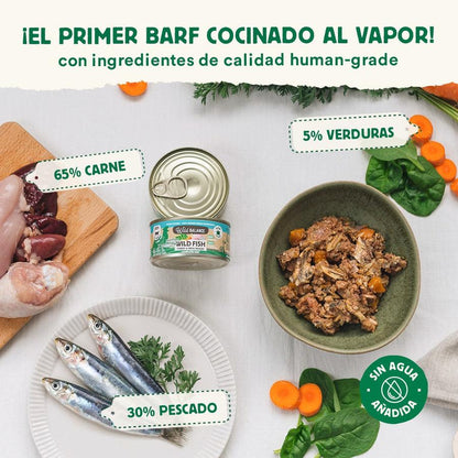 Pack Lata de Pescado y Pavo BARF para gatos 6 x 120 g Wild Balance